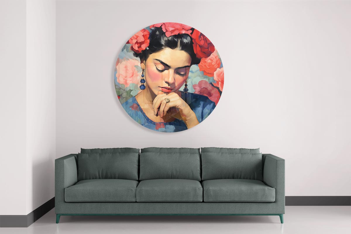 Dromerige Bloemenportret Muurcirkel-WallArtistic