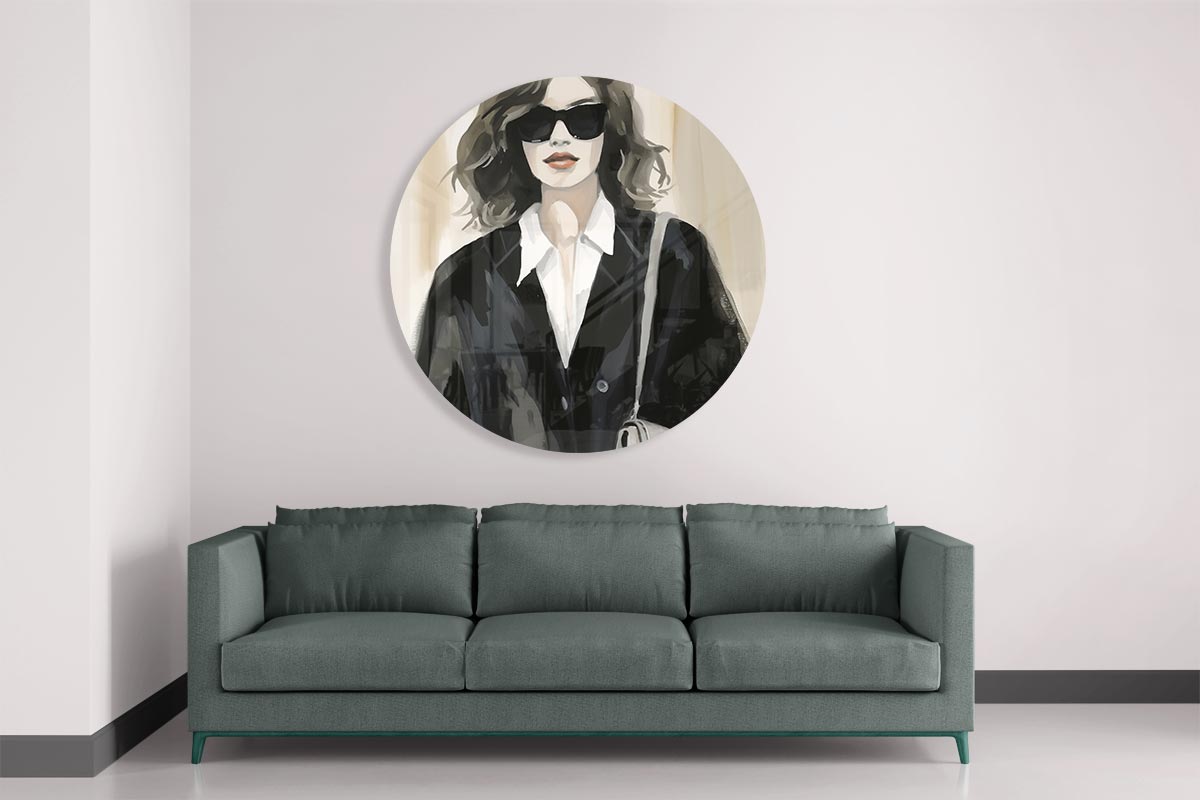 Stijlvolle Muurcirkel met Modefiguur-WallArtistic