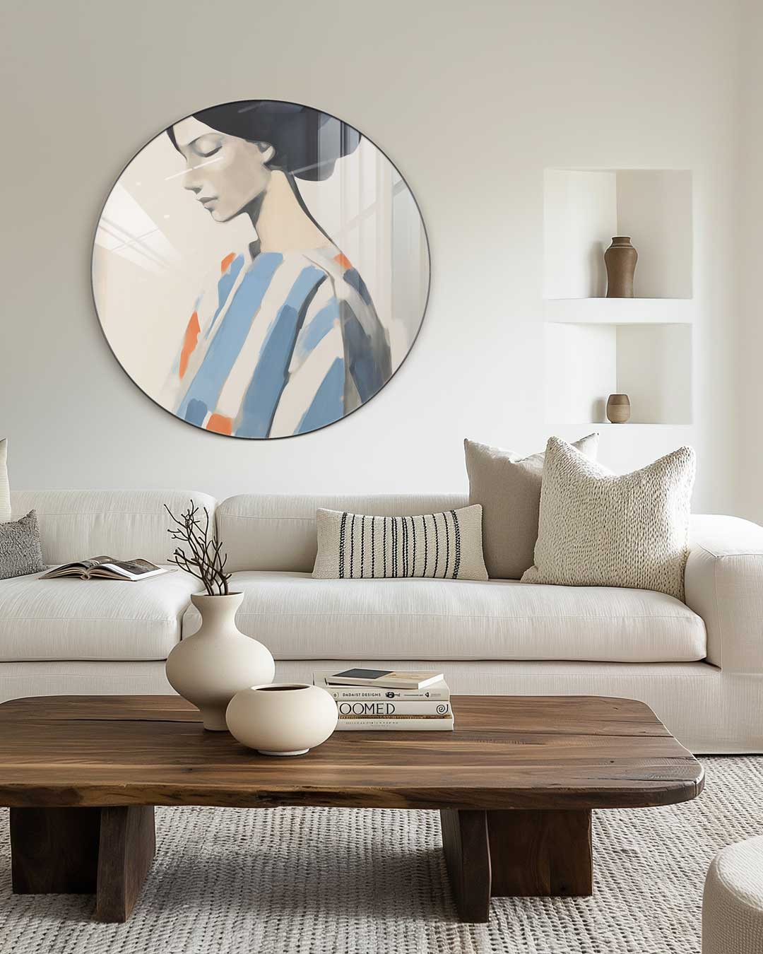 Stijlvolle Muurcirkel Met Vrouwelijk Portret-WallArtistic