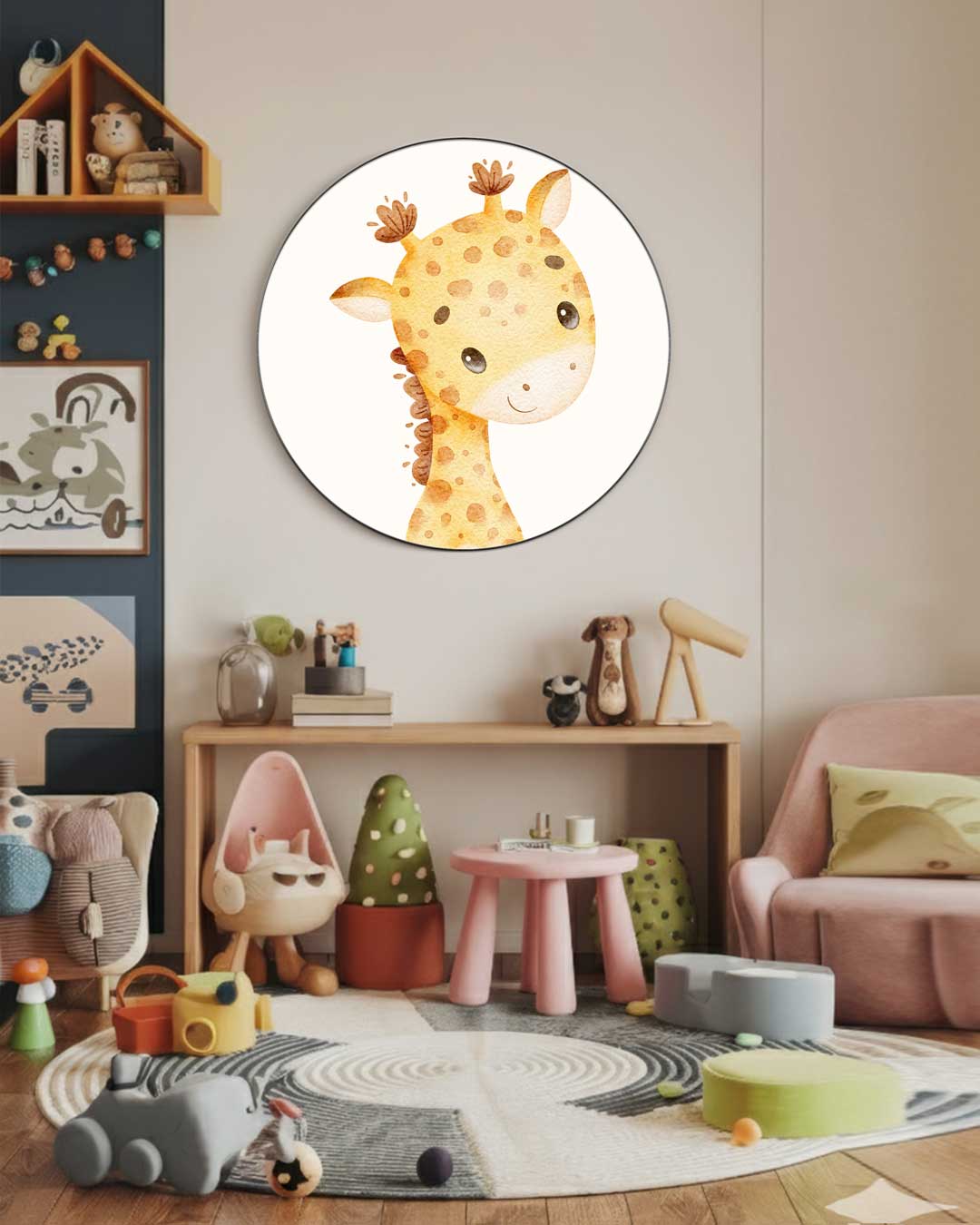 Lieve Giraffe Muurcirkel-WallArtistic