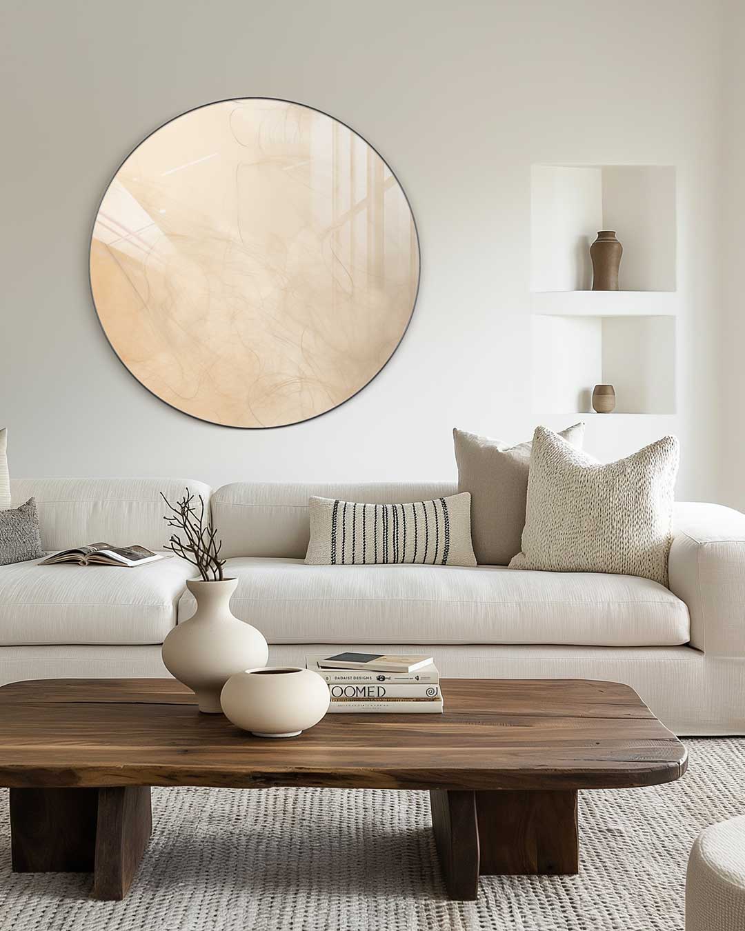 Rustieke Beige Muurcirkel-WallArtistic