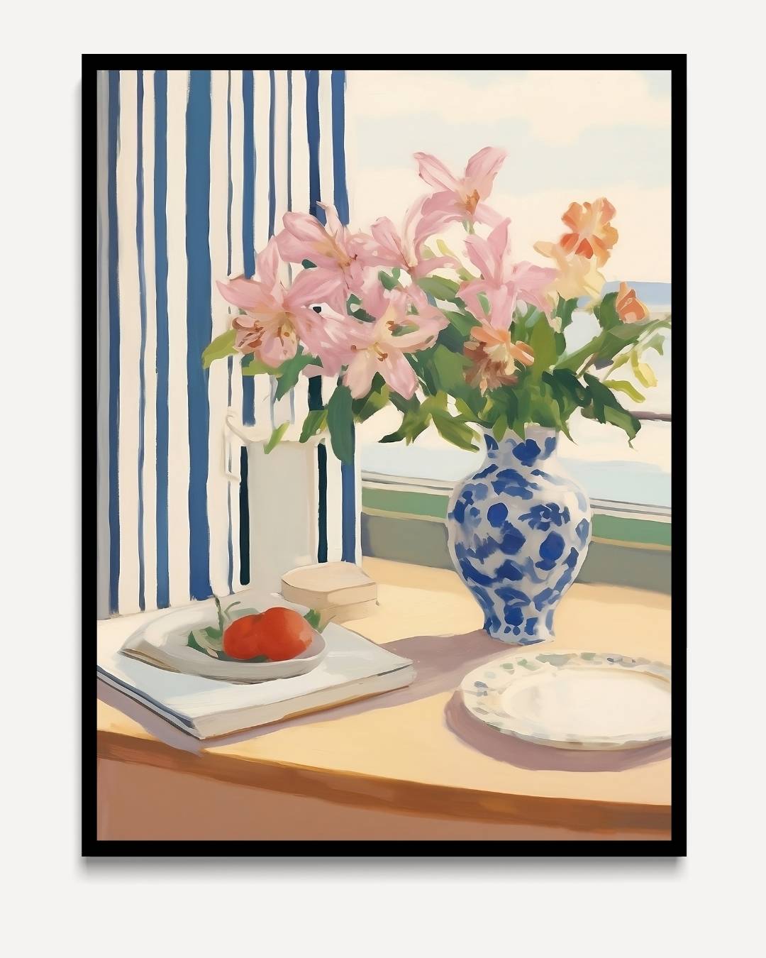 Zomerlicht aan tafel Kunstwerk-canvas-dibond-plexiglas-wanddecoratie-WallArtistic