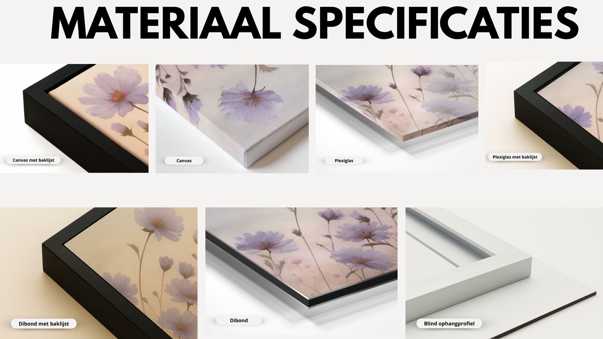 Botanische lijntekeningen in blauw Kunstwerk-canvas-dibond-plexiglas-wanddecoratie-WallArtistic