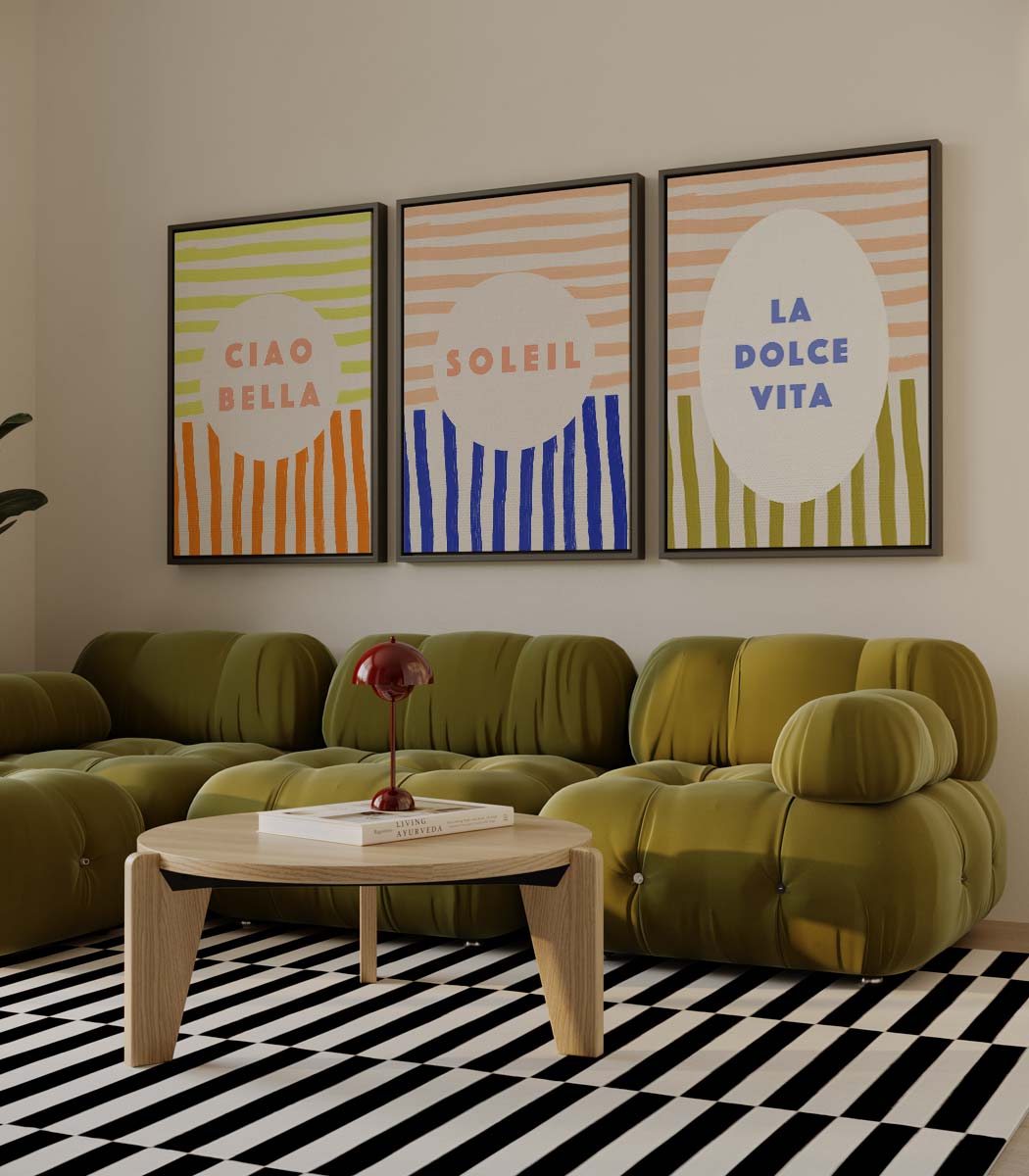 Zomerse typografie met strepen Kunstwerk-canvas-dibond-plexiglas-wanddecoratie-WallArtistic