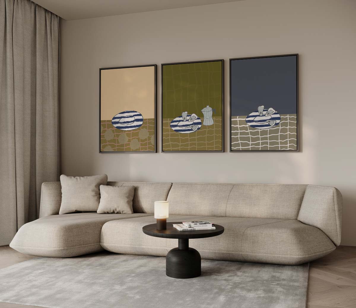 Mediterrane tafelsetting in kleurvlakken Kunstwerk-canvas-dibond-plexiglas-wanddecoratie-WallArtistic