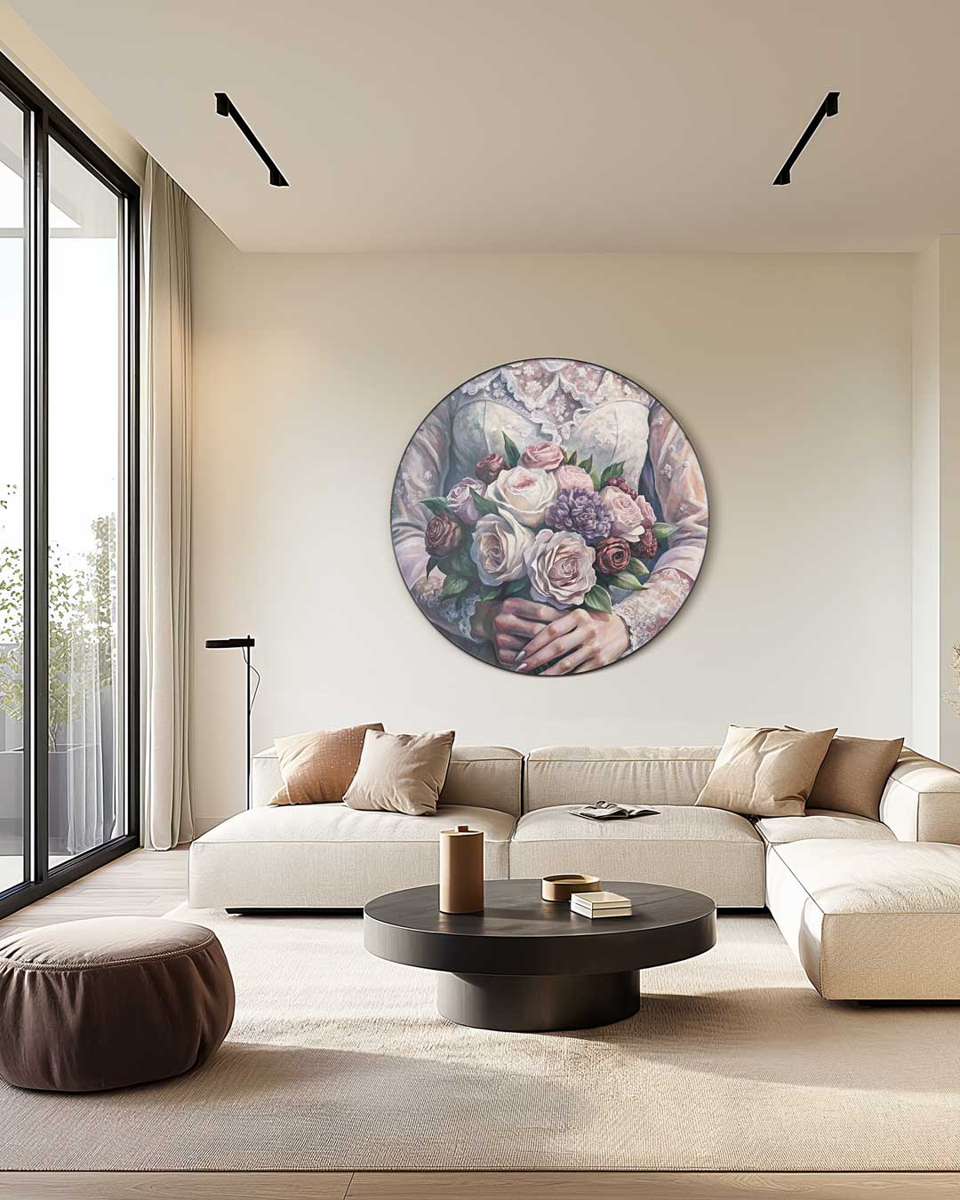 Romantische Bloemen Bruid Muurcirkel