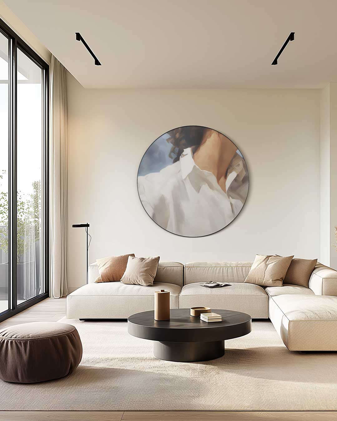 Elegante Damesportret Muurcirkel-WallArtistic