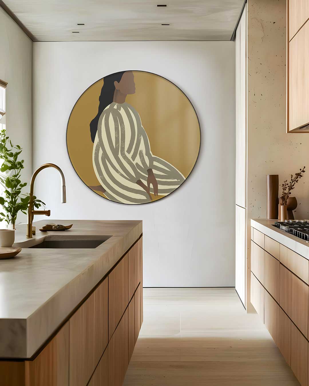 Stijlvolle Muurcirkel Vrouwelijk Silhouet-WallArtistic