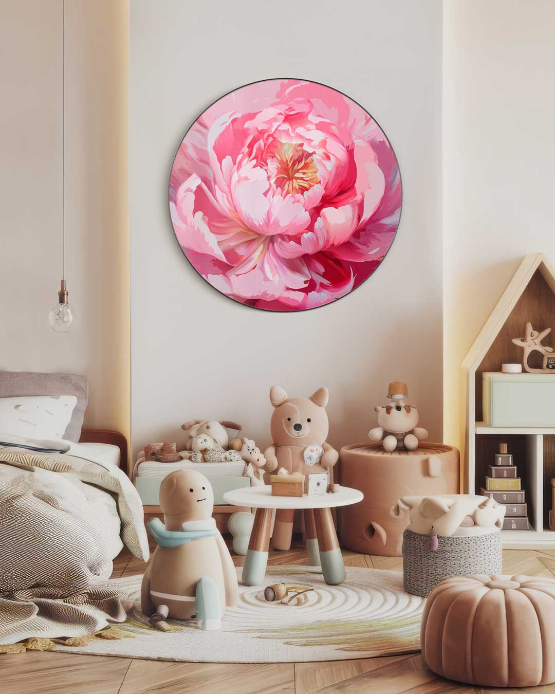 Roze Bloemenpracht Muurcirkel