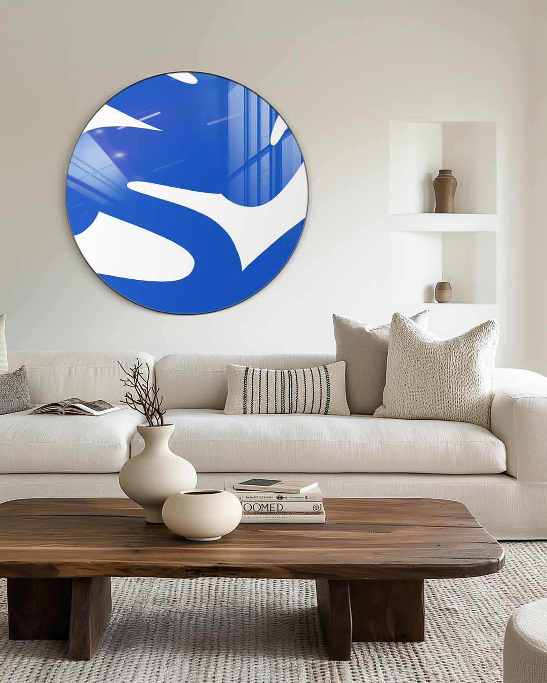 Speelse Blauw-Witte Muurcirkel