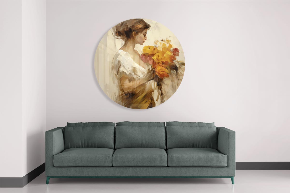 Vrouwelijke Bloemenpracht Muurcirkel-WallArtistic