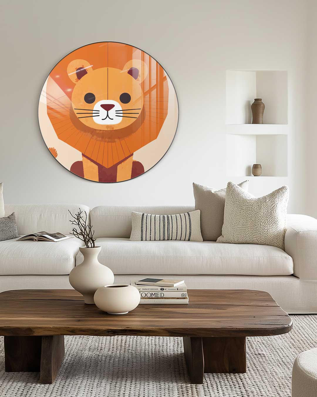 Schattige Leeuwen Muurcirkel-WallArtistic