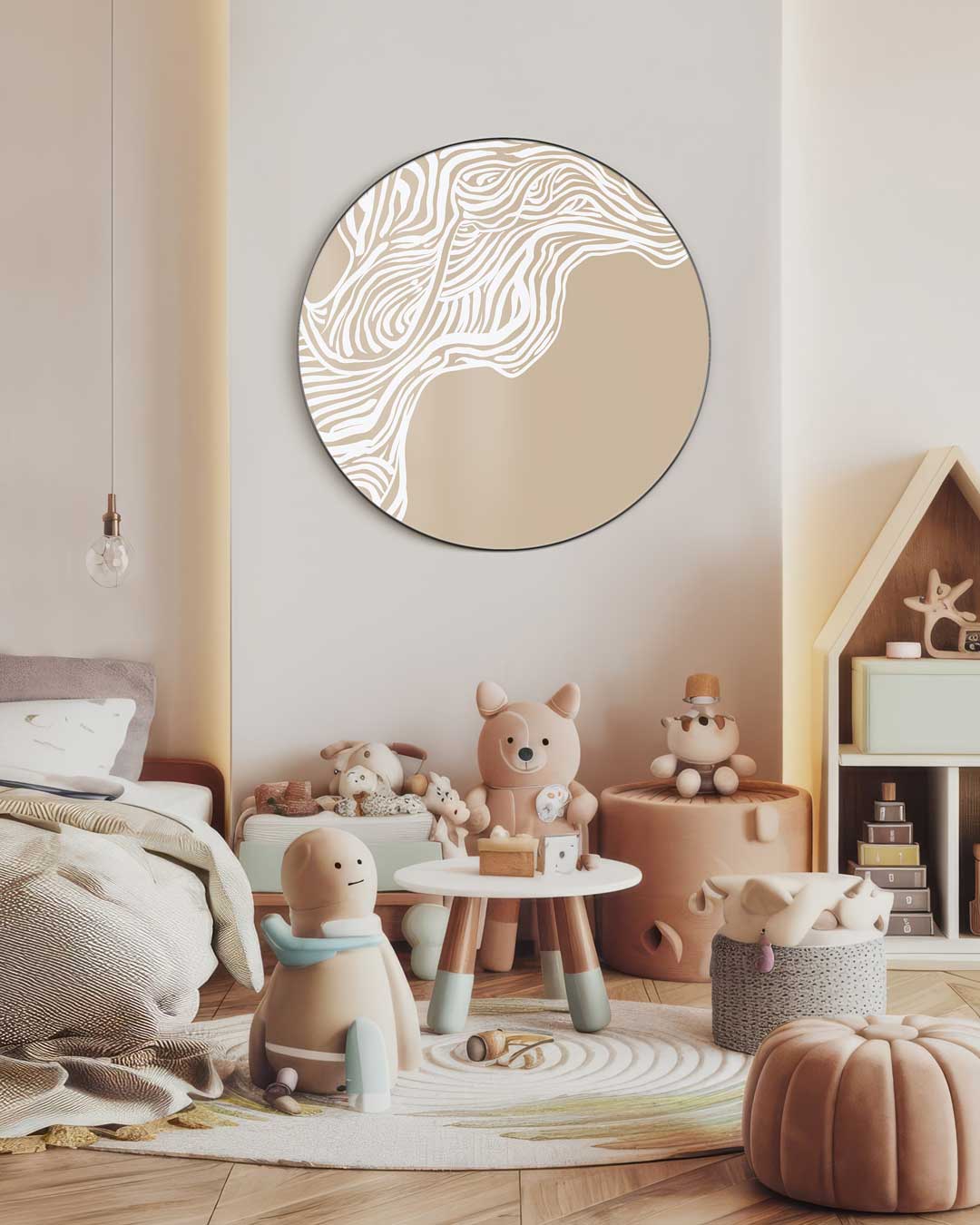 Abstracte Beige Houten Patroon Muurcirkel