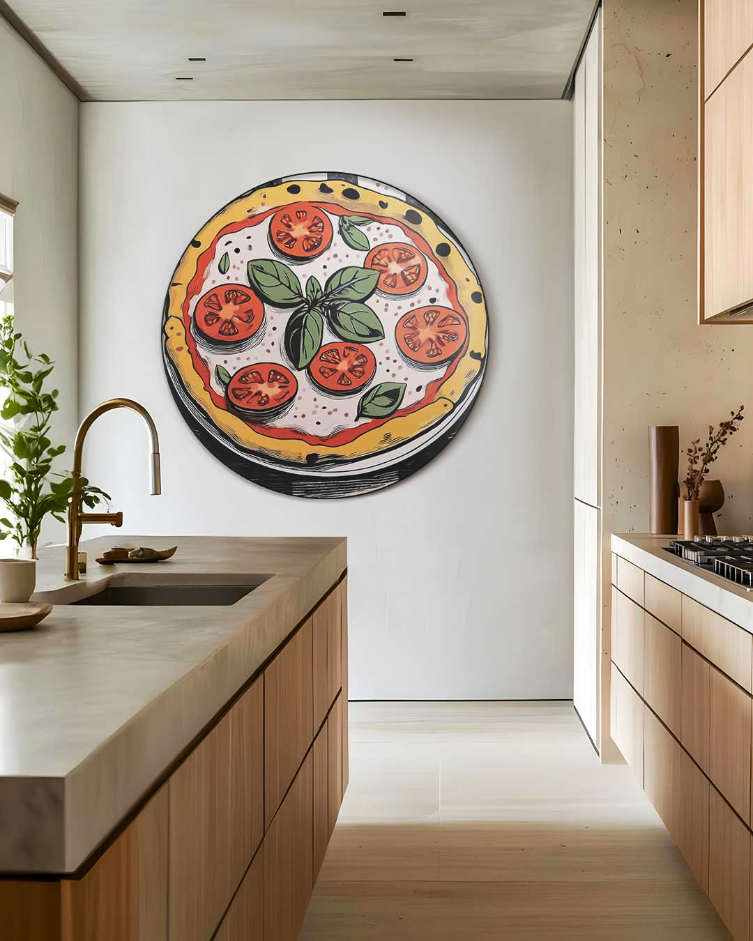 Pizza Illustratie Muurcirkel-WallArtistic