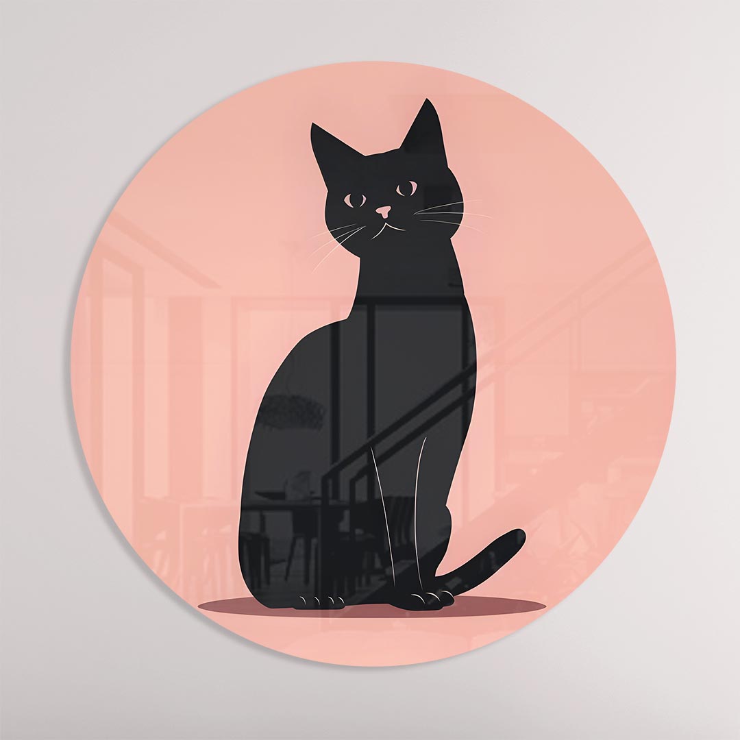 Stijlvolle Zwarte Kat Muurcirkel