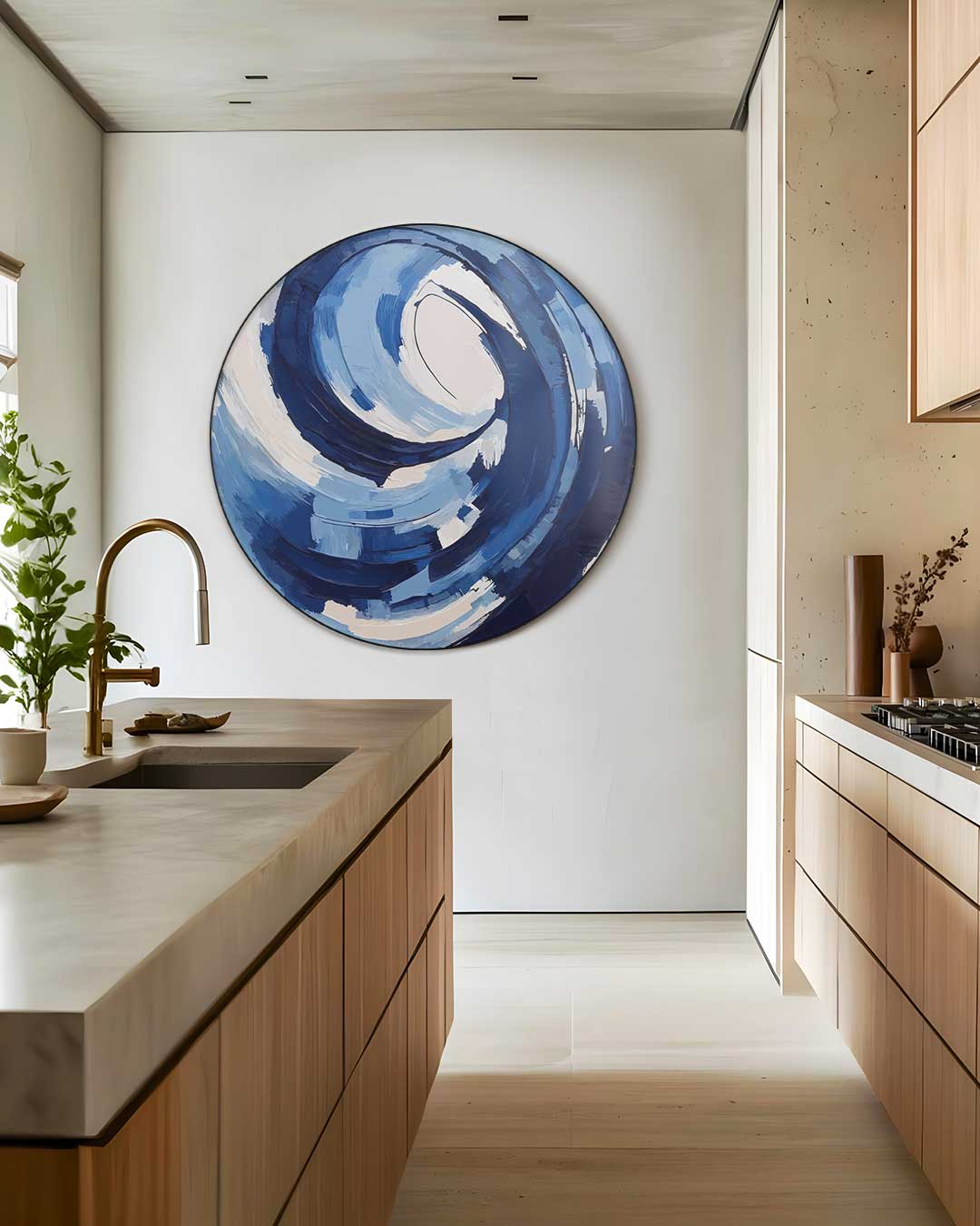 Draaiende Blauwe Vortex Muurcirkel