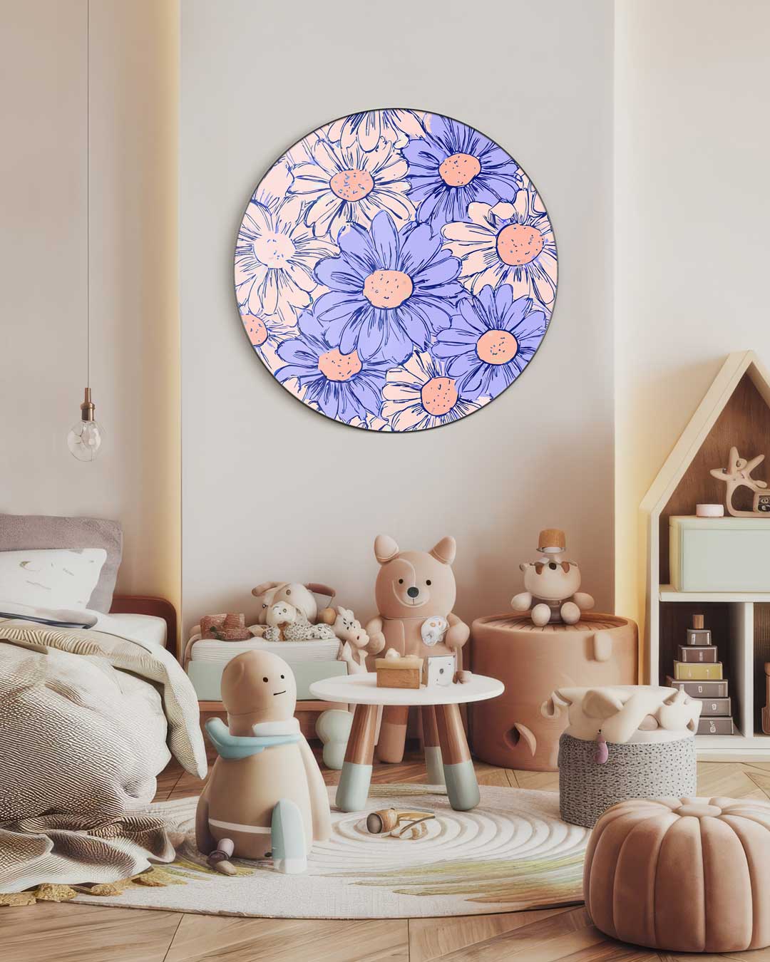 Vrolijke Bloemen Muurcirkel