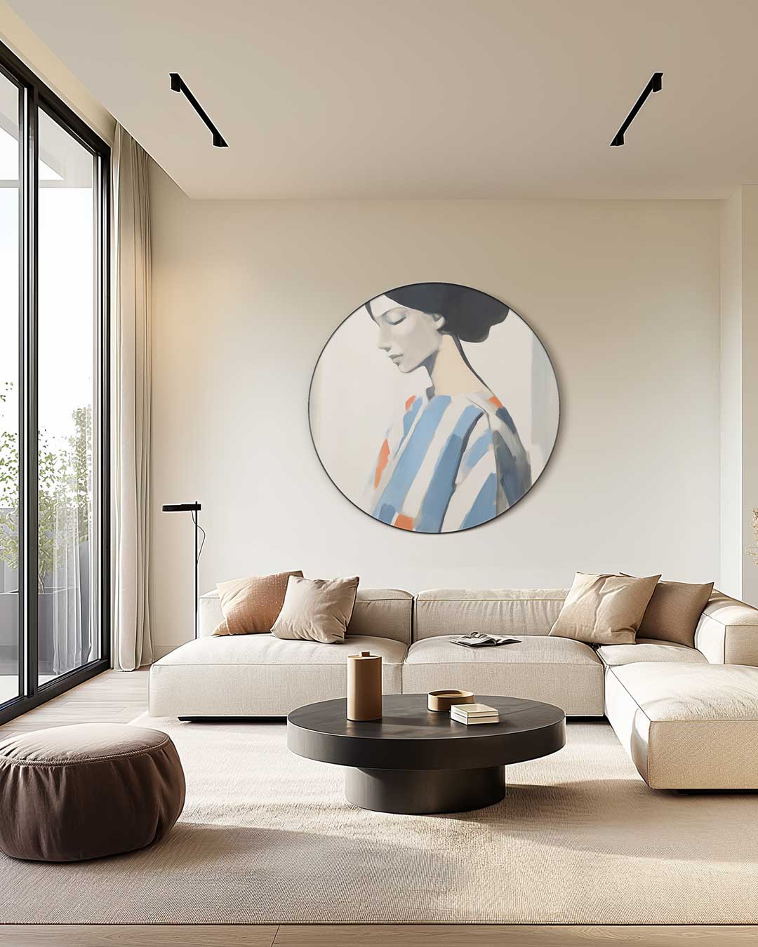 Stijlvolle Muurcirkel Met Vrouwelijk Portret-WallArtistic