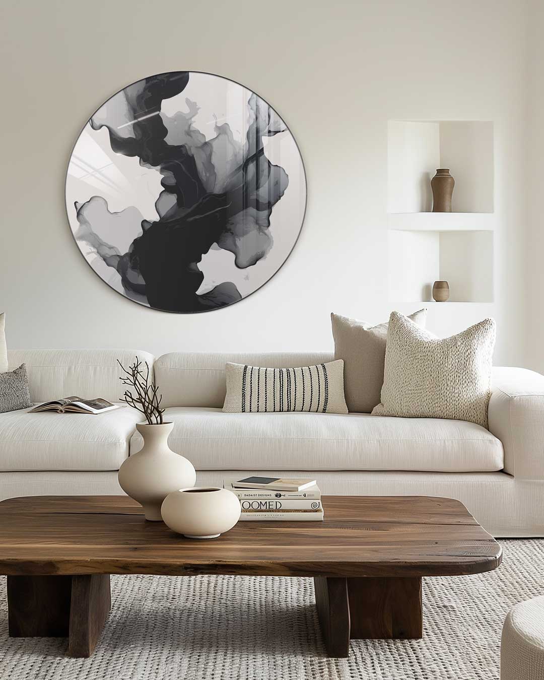 Abstracte Muurcirkel in Zwart & Wit