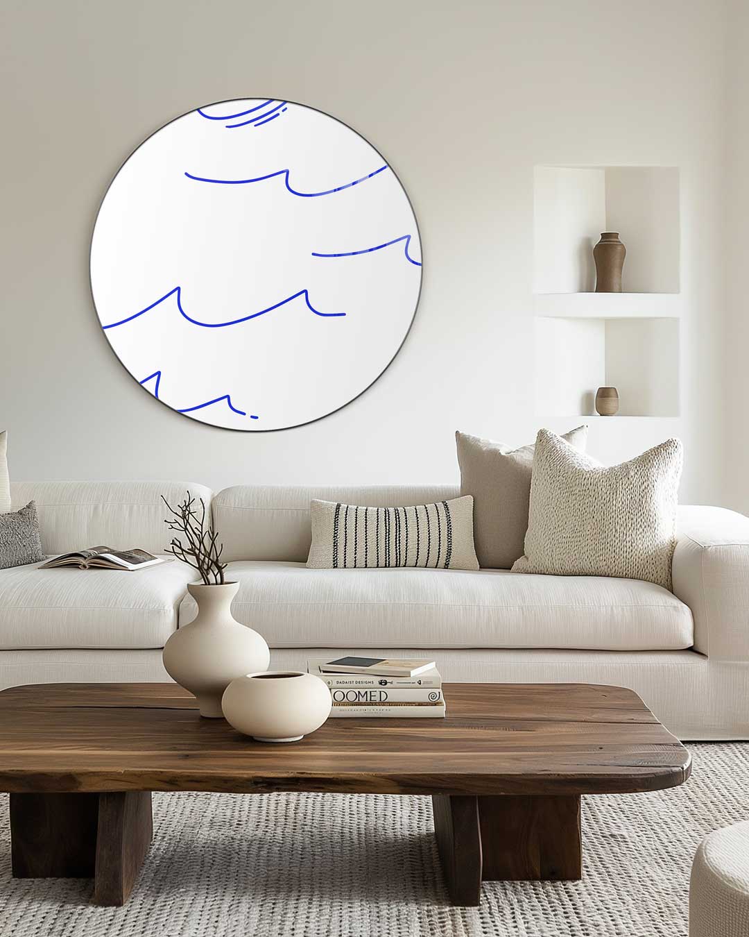 Golvend Blauw Wanddesign Muurcirkel