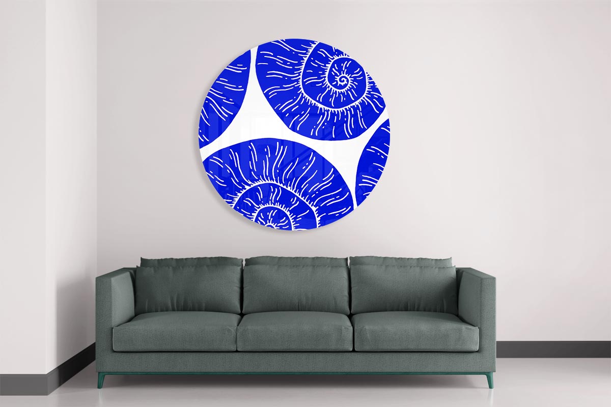 Moderne Blauwe Schelp Muurcirkel