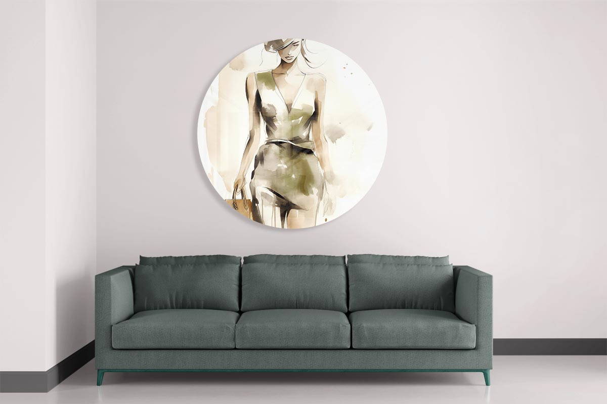 Stijlvolle Vrouw Muurcirkel-WallArtistic