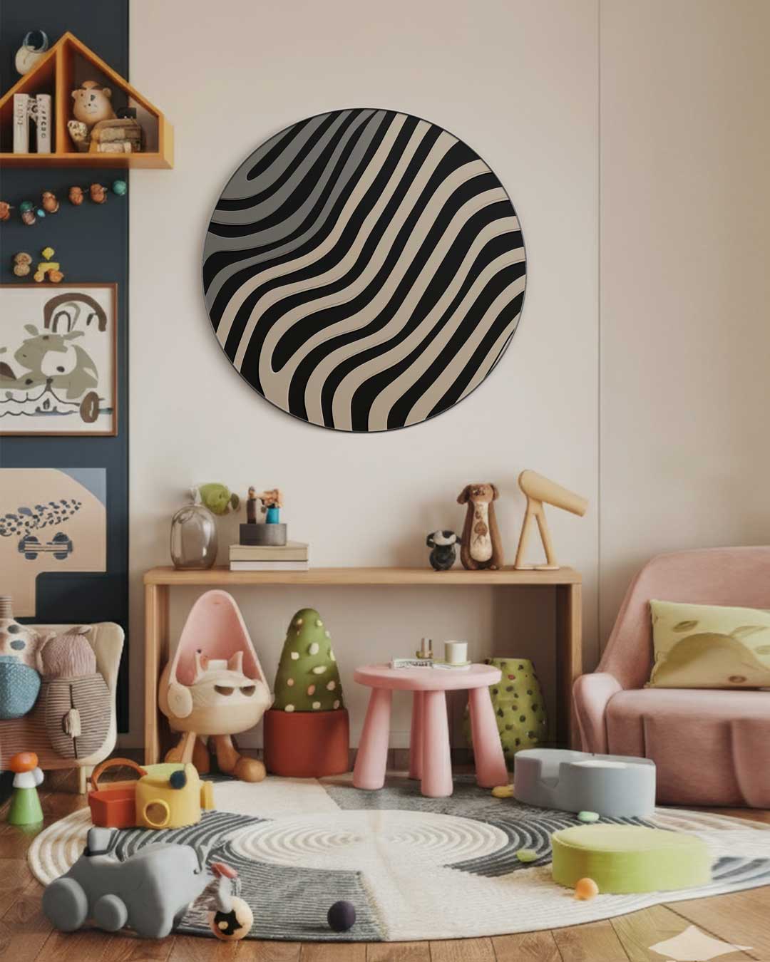 Golvende Zebra Muurcirkel-WallArtistic