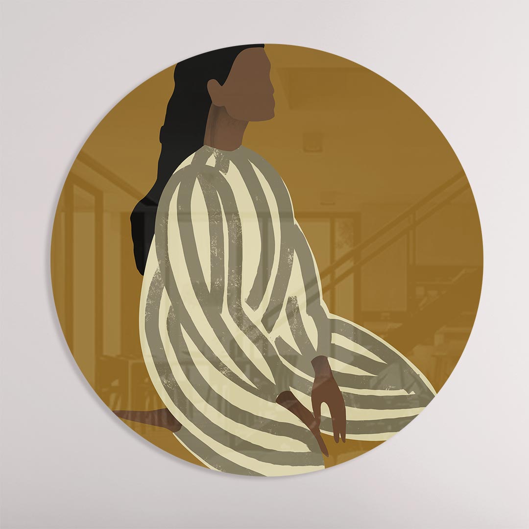 Stijlvolle Muurcirkel Vrouwelijk Silhouet-WallArtistic