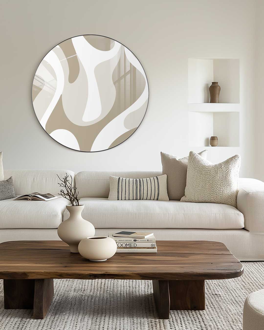 Abstracte Beige Muurcirkel