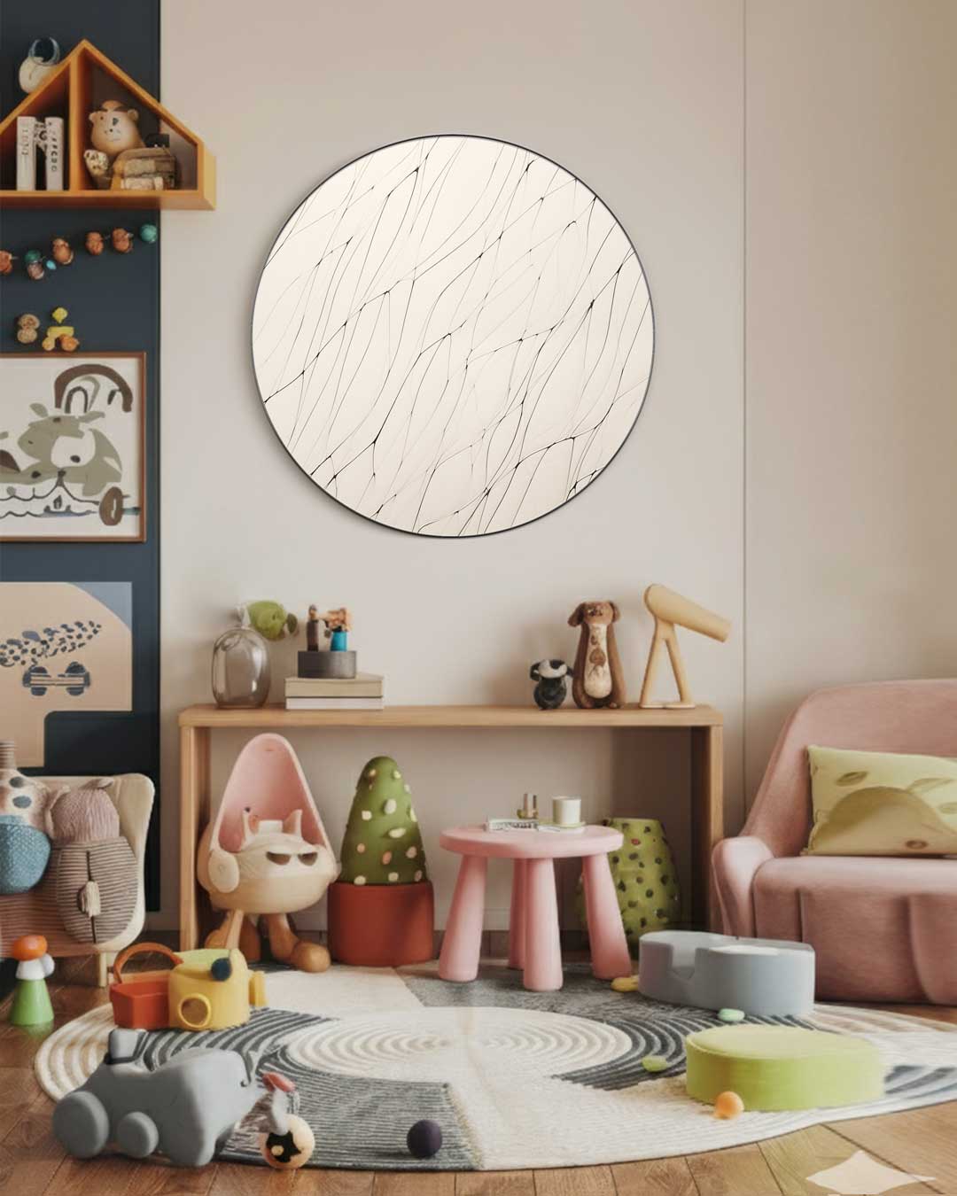 Elegante Lijnenspel Muurcirkel-WallArtistic