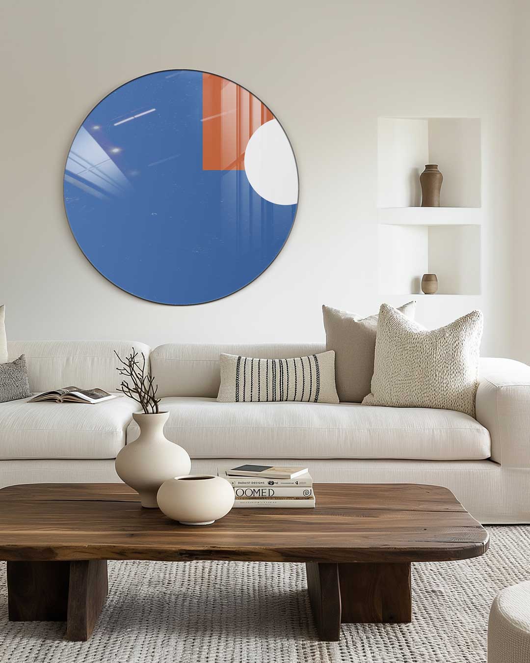 Moderne Muurcirkel Blauw Oranje