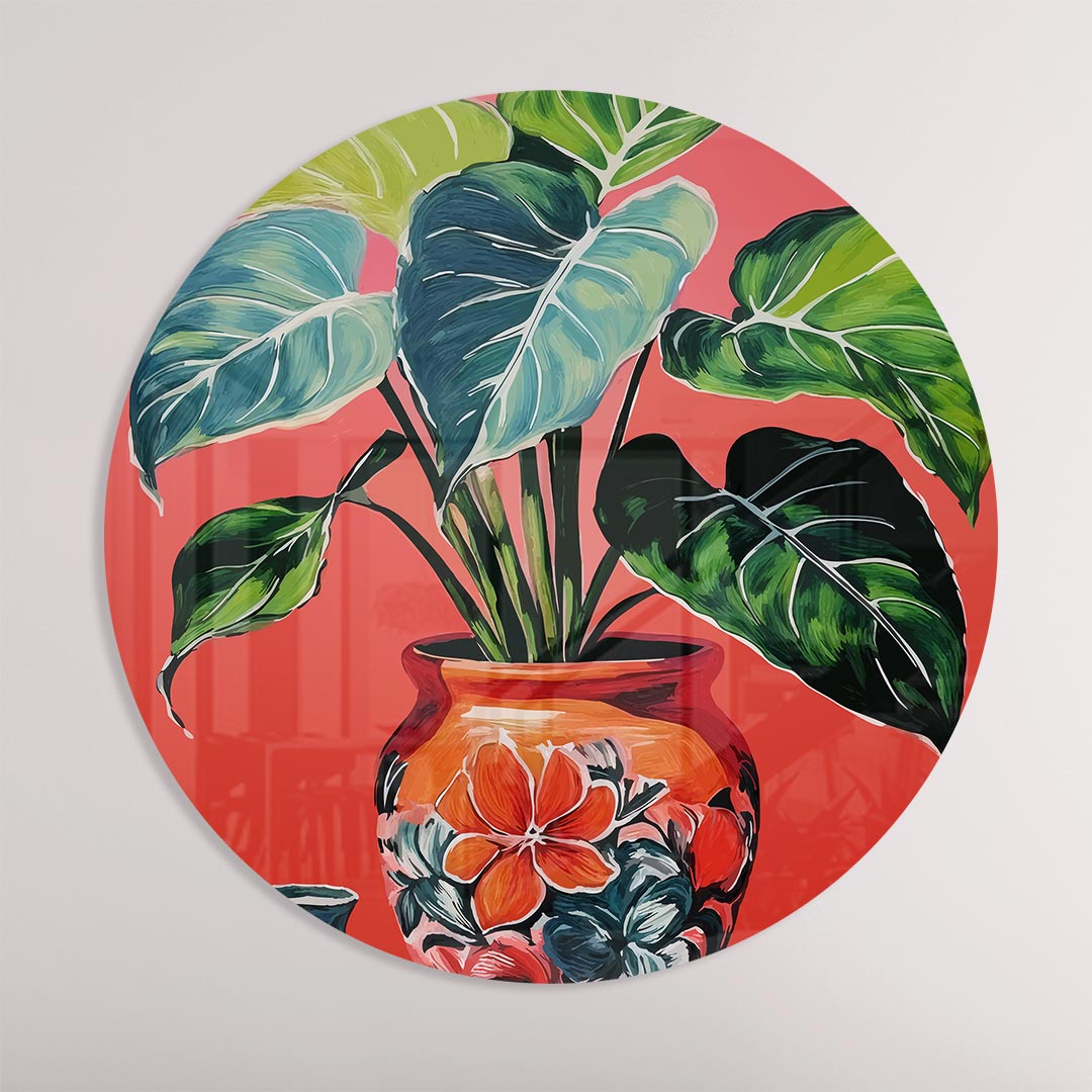 Botanische Muurcirkel met Bloemen en Bladeren