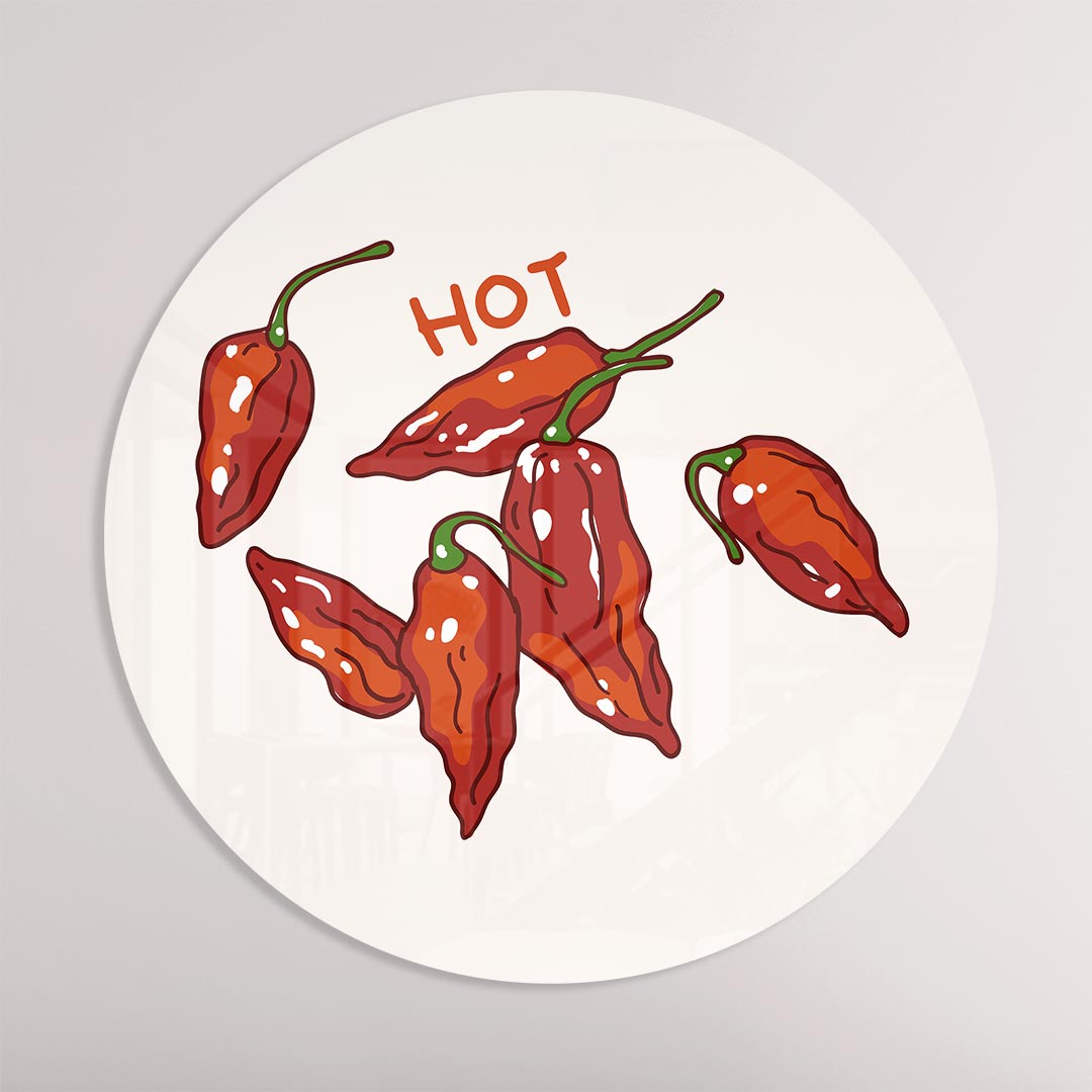 Vuurige Chili Peper Muurcirkel-WallArtistic