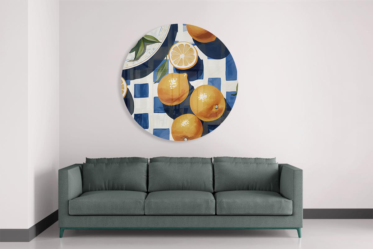 Frisse Citrussfeer Muurcirkel-WallArtistic