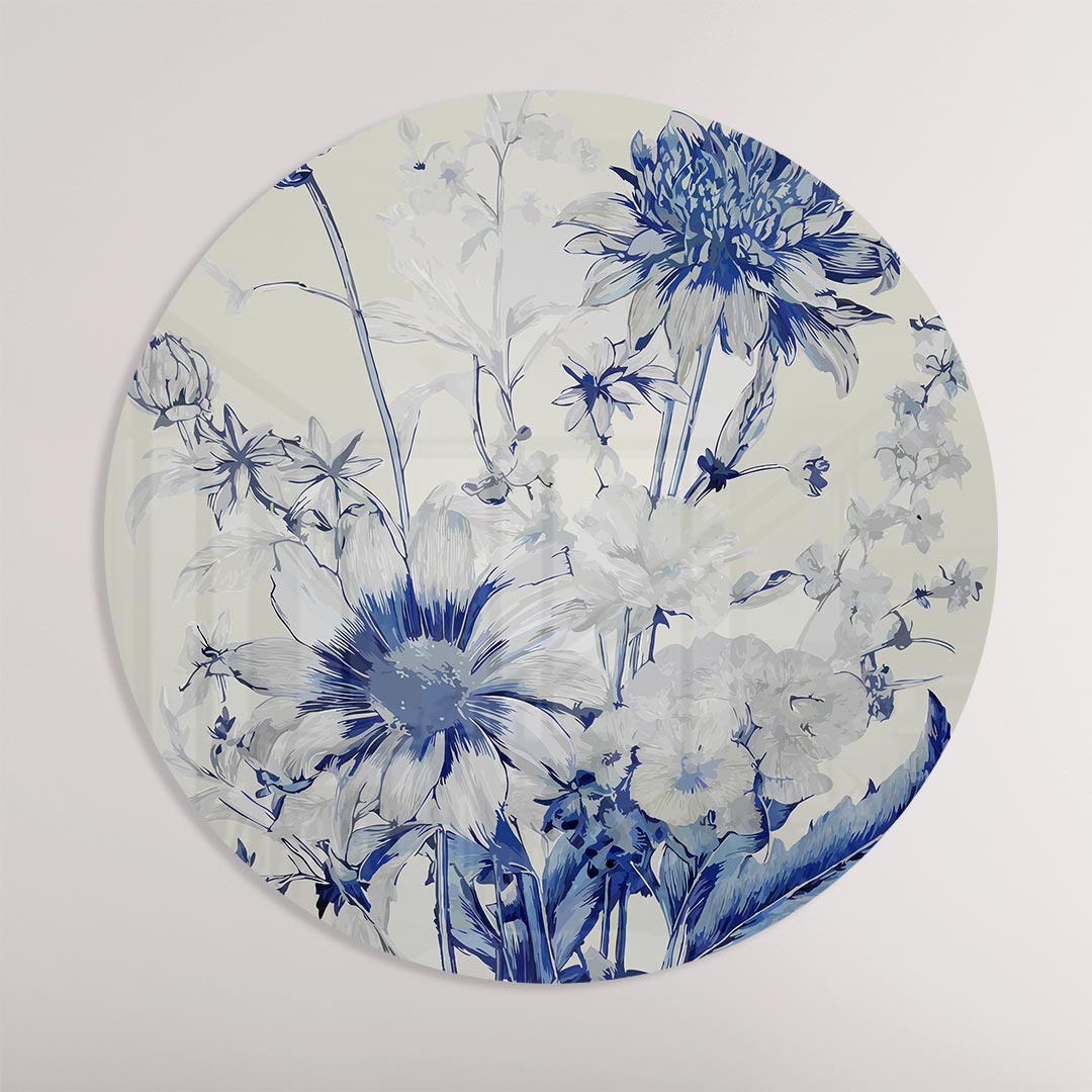 Bloemen Muurcirkel Blauw
