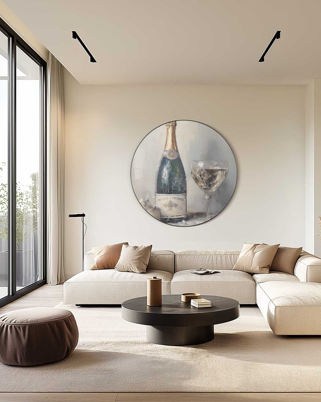 Luxe Champagne Stilleven Muurcirkel