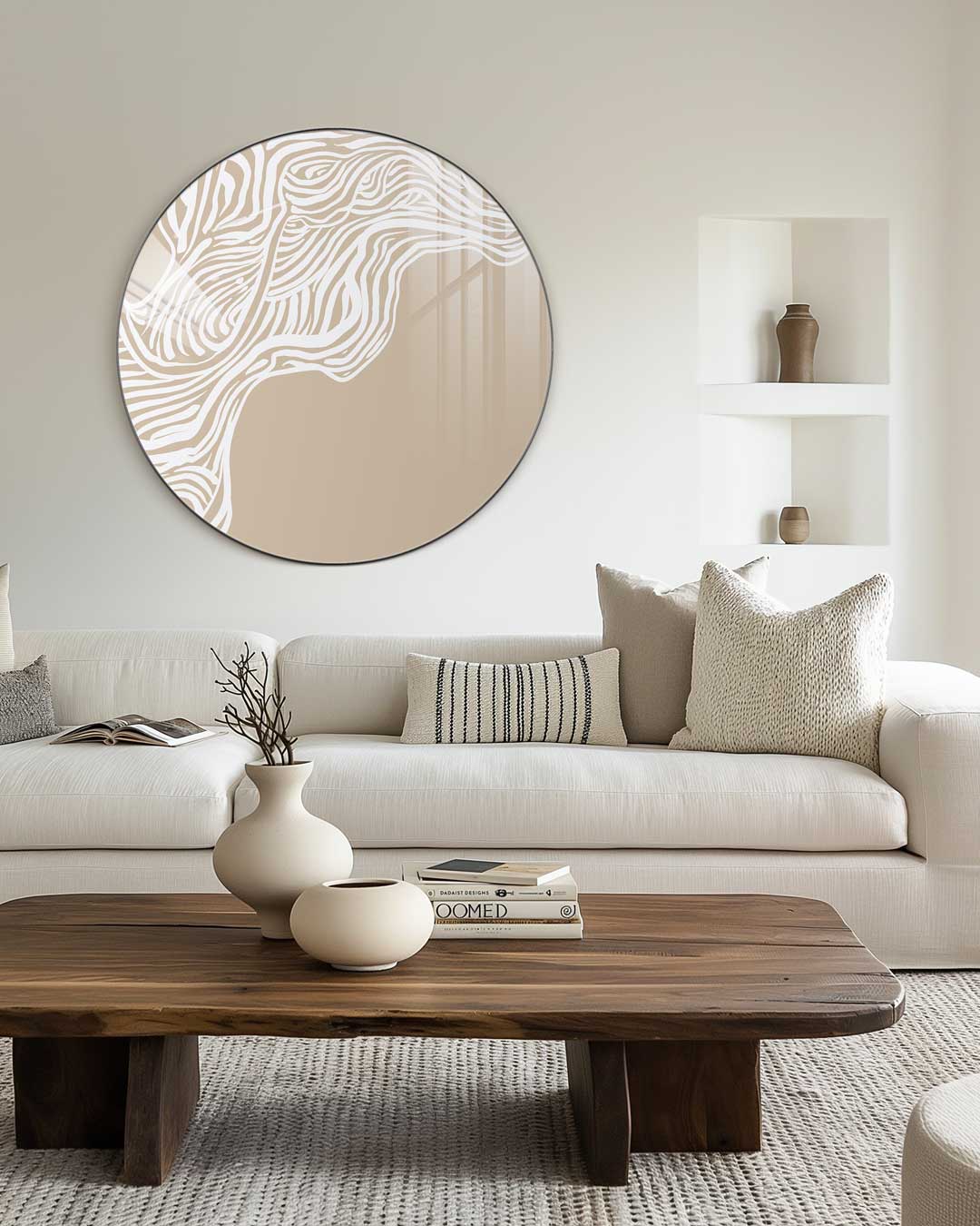 Abstracte Beige Houten Patroon Muurcirkel