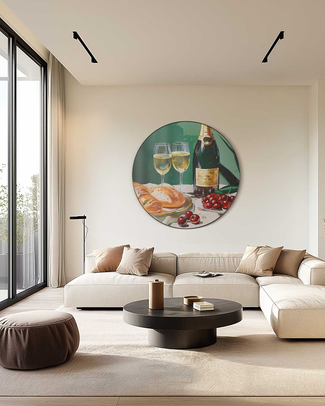 Stijlvolle Wijn en Chique Picknick Muurcirkel-WallArtistic