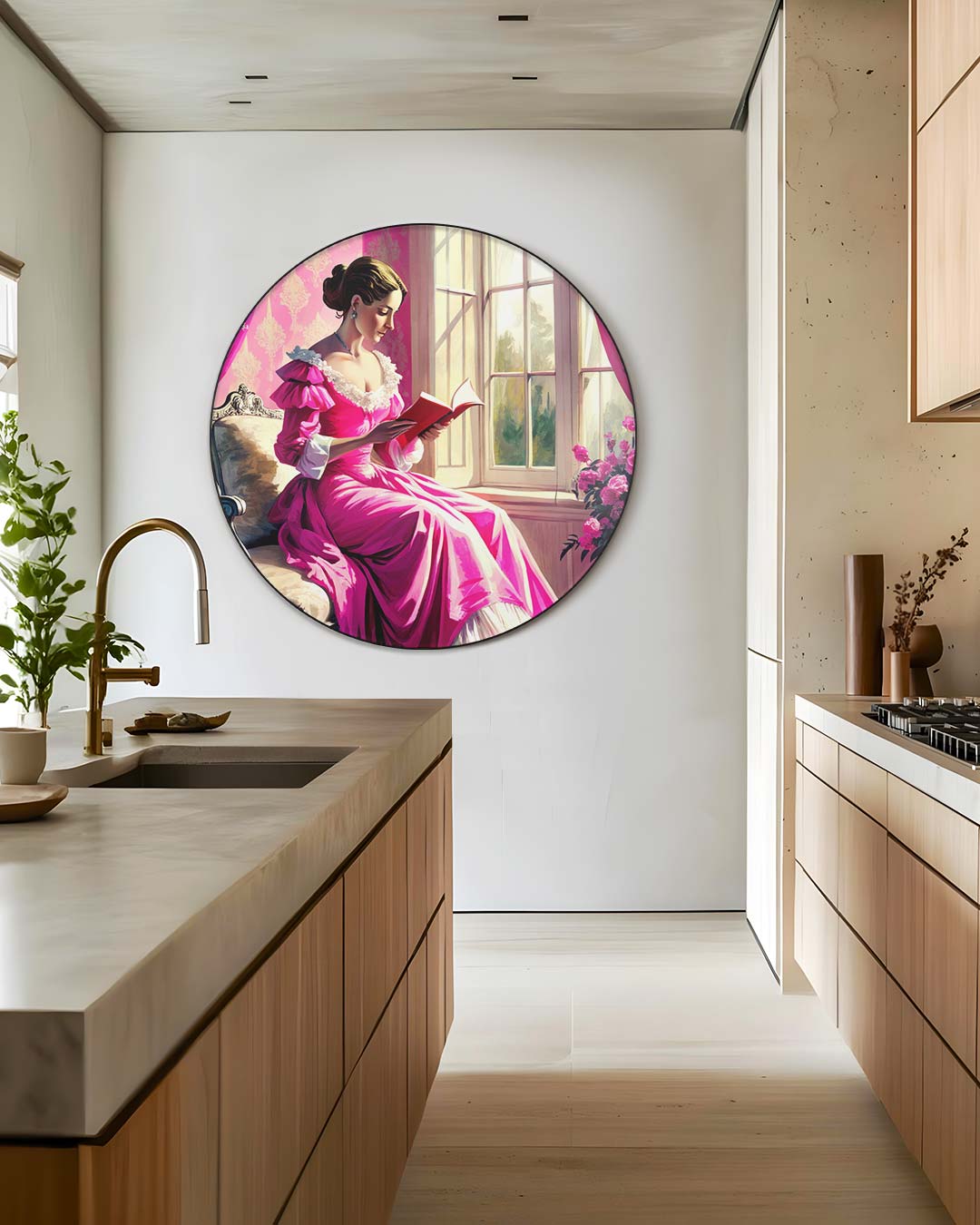 Romantische Lezende Dame Muurcirkel