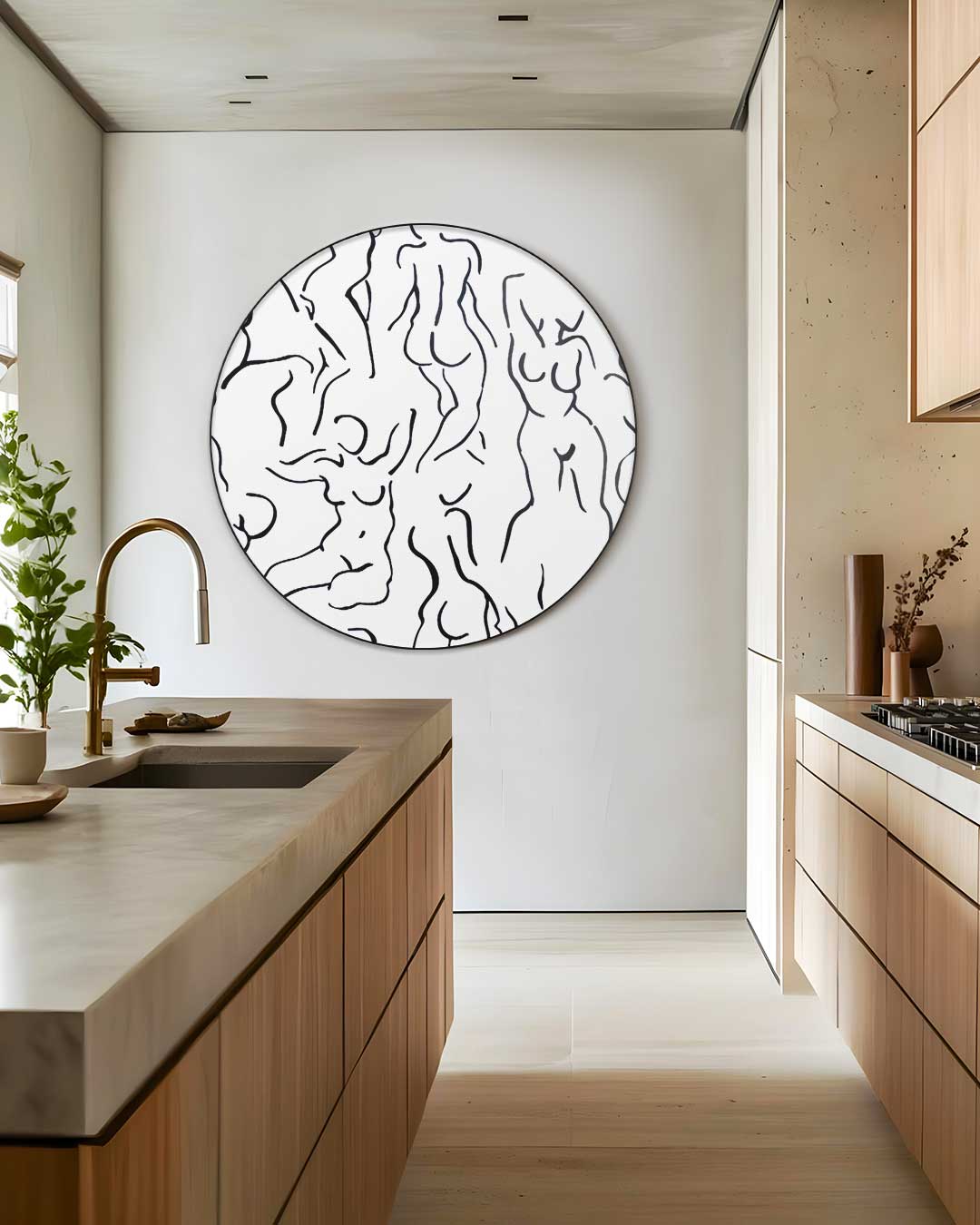 Stijlvolle Zwart-wit Muurcirkel-WallArtistic