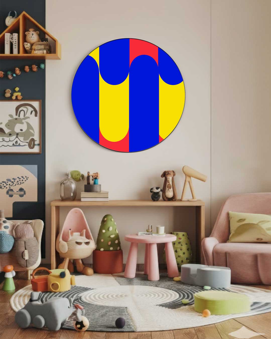 Kleurrijke Wandcirkel Met Speels Design Muurcirkel