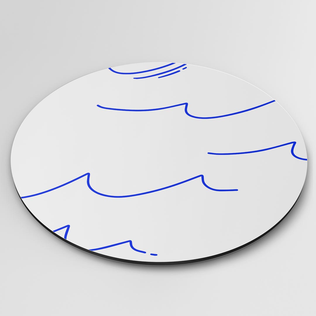 Golvend Blauw Wanddesign Muurcirkel