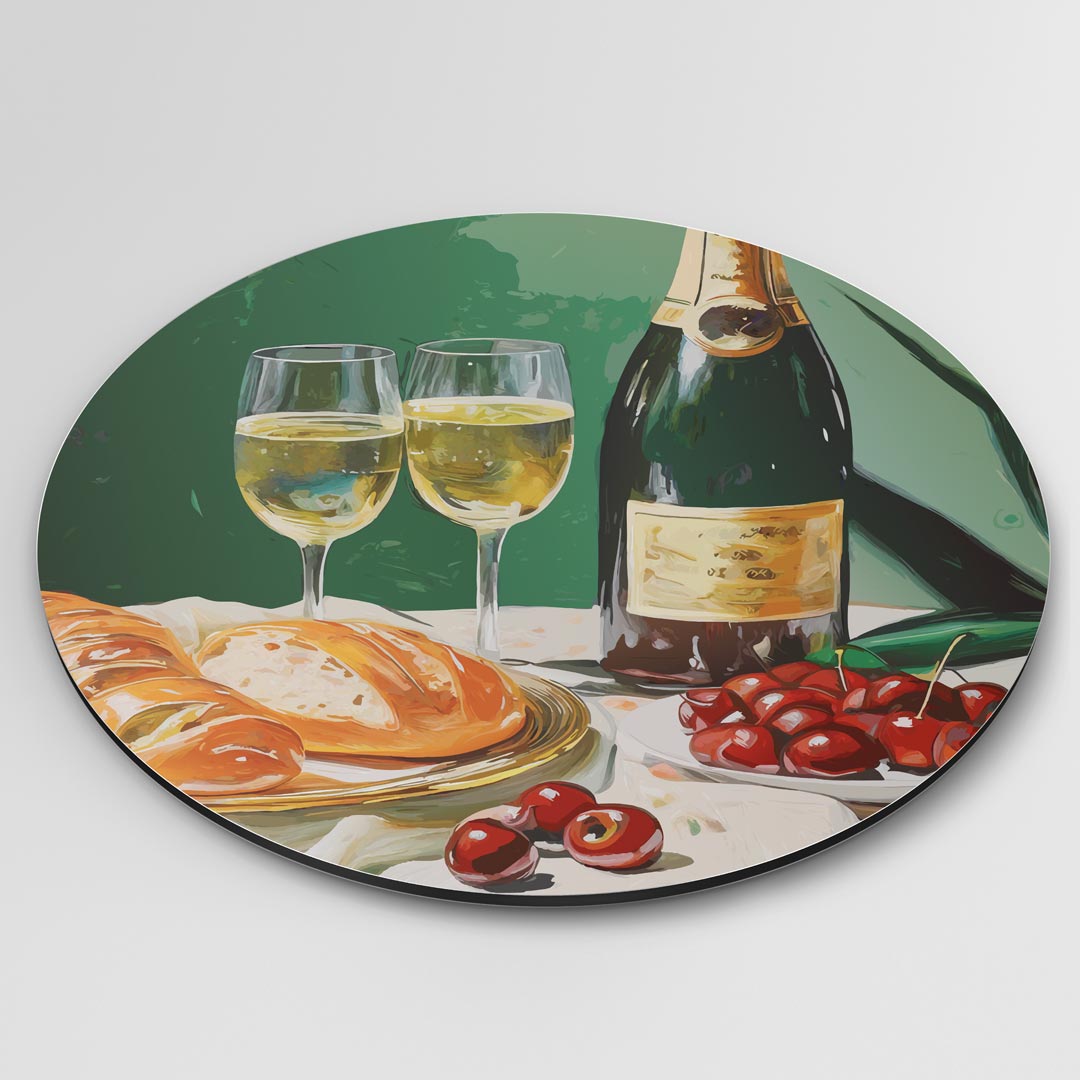 Stijlvolle Wijn en Chique Picknick Muurcirkel-WallArtistic