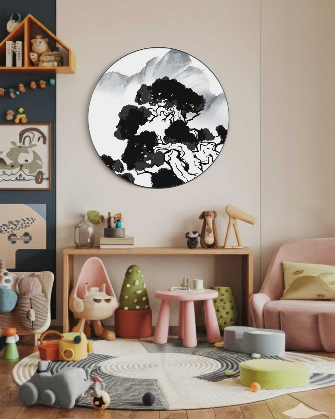 Zen Ink Landschap Muurcirkel