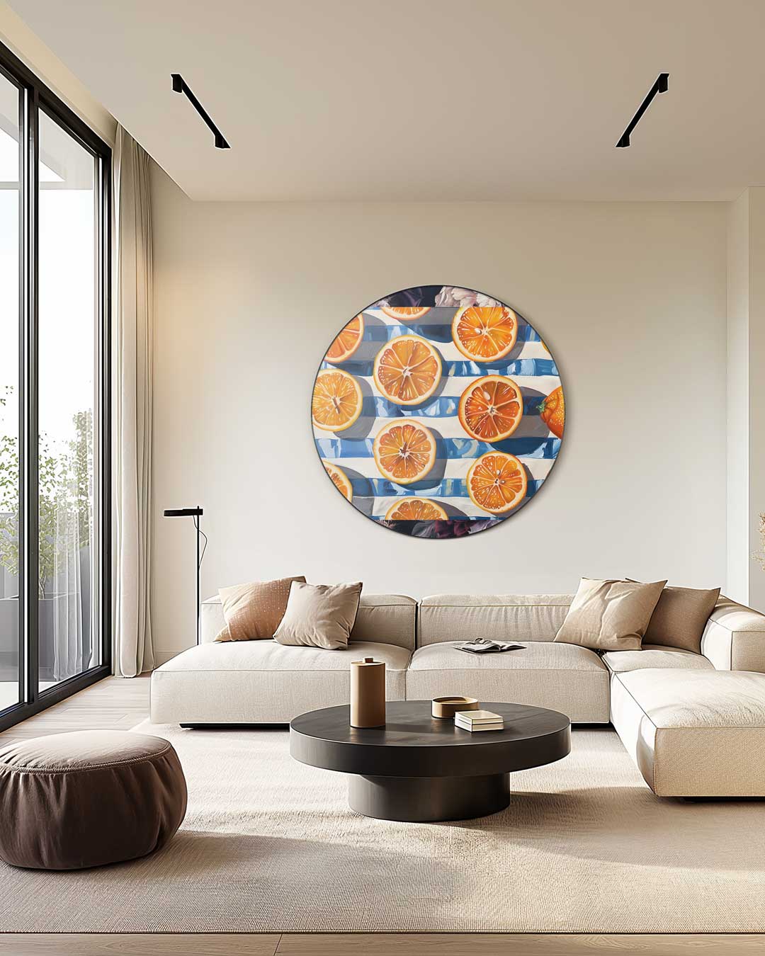 Oranje Citrus Splash Wandkunst Muurcirkel