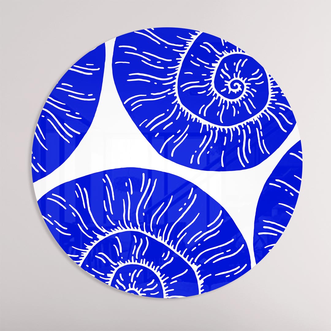 Moderne Blauwe Schelp Muurcirkel
