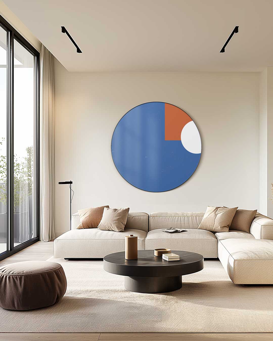 Moderne Muurcirkel Blauw Oranje