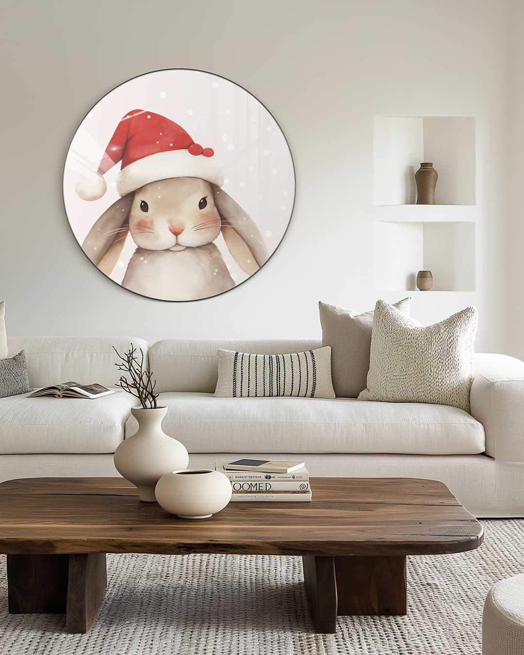 Kerstkonijn Muurcirkel-WallArtistic