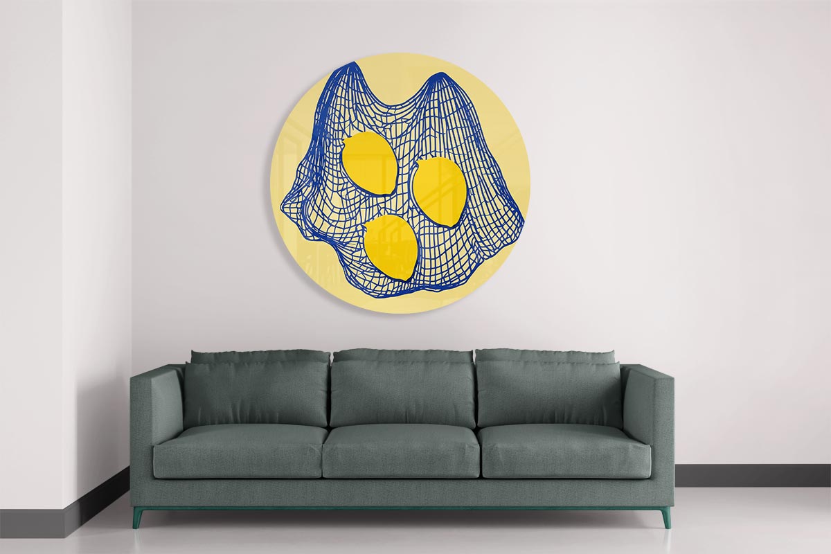 Zonnige Citroen Net Muurcirkel-WallArtistic