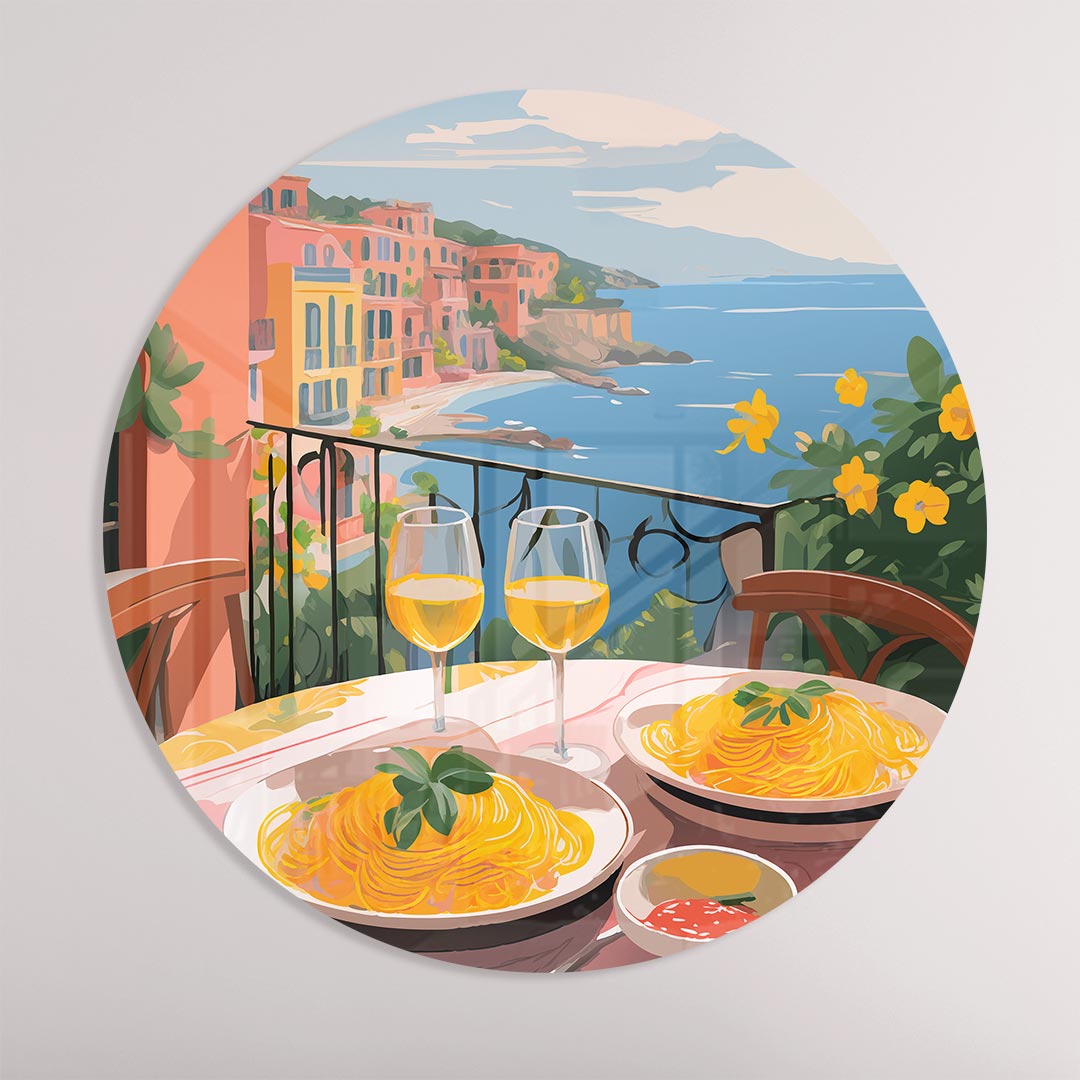 Zomerse Italiaanse Uitzicht Muurcirkel-WallArtistic